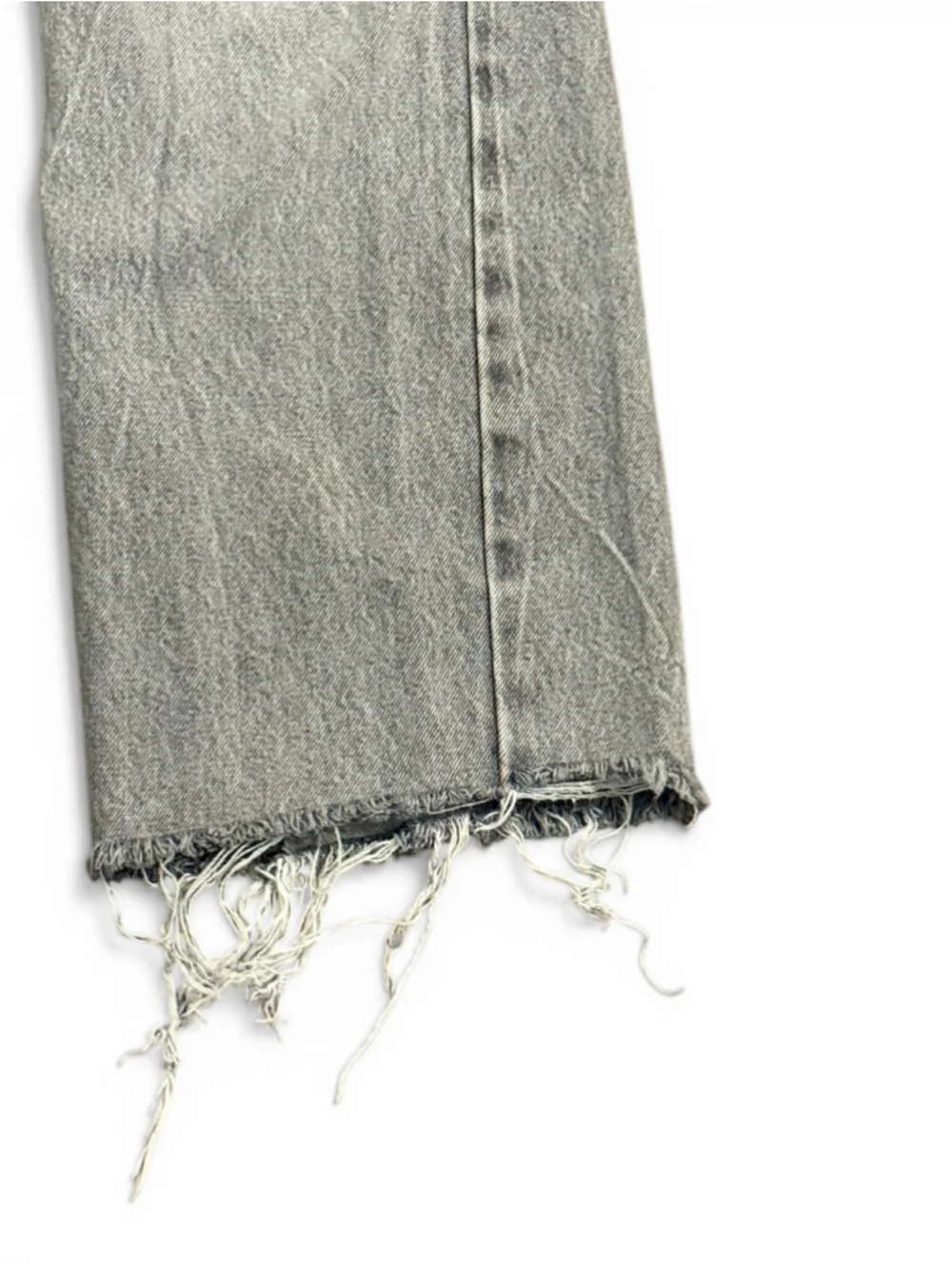 Pull & Bear Women's Acid Wash Gray Straight Leg Raw Hem High Rise Sz 2 - Picture 3 of 10